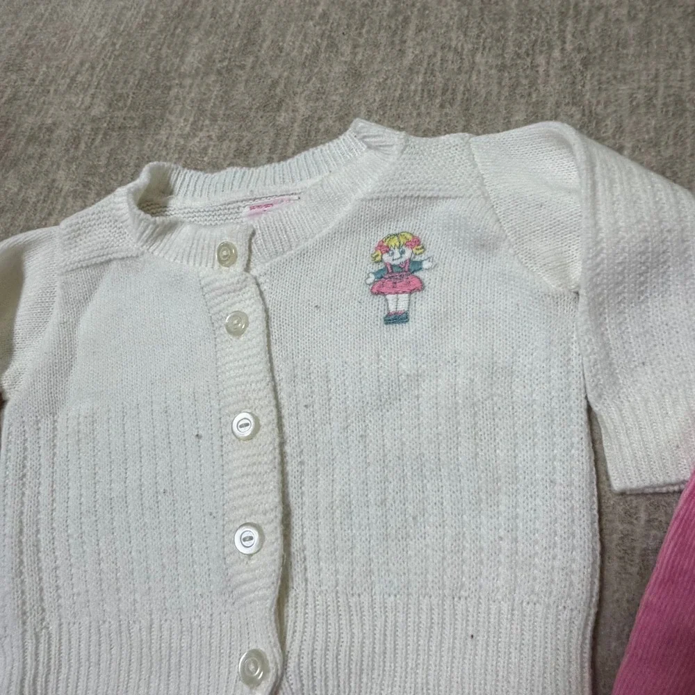 Vintage girls set corduroy pants cardigan toddler